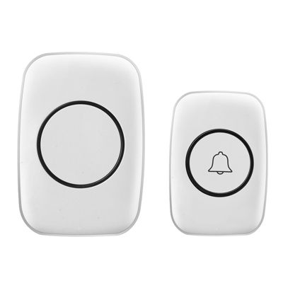 Sonnette extérieure sans fil étanche à 300 mètres, kit de sonnette avec récepteur enfichable pour la maison au Bureau, blanc
