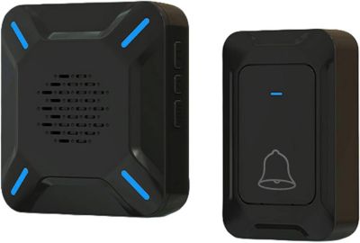 Sonnette extérieure sans fil étanche, voyant LED, portée 300 m, volume réglable sur 5 niveaux, 58 sonneries (noir)