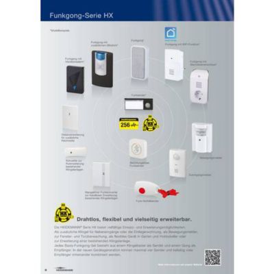 Sonnette sans fil Set complet HX Guardian 70844, portée 150 m, 8 mélodies, récepteur 180 x 125 x 45 mm.