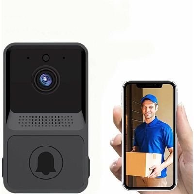 Sonnette vidéo sans fil, compatible avec sonnette intelligente, connexion sans fil, caméra 1080p (avec batterie)