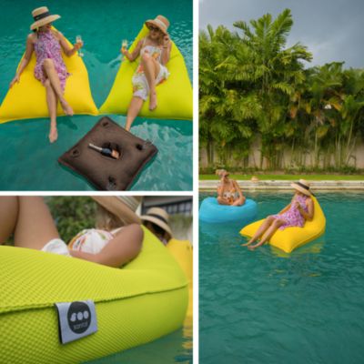 Soo Santaï Lazy Bro fauteuil poire 140 x 120 x 90cm intérieur & extérieur flottant, déhoussable et résistant aux UV, Orange