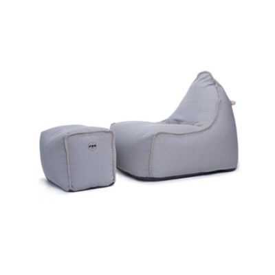 Soo Santaï MiniBuddy's Rest fauteuil poire + repose pieds 75x60x65 cm interieur Gris, Déhoussable, sans polystyrène