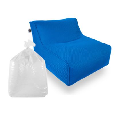 Soo Santaï Set Daddy Cool fauteuil XL + polystyrène 100 x 90 x 70cm intérieur & extérieur, déhoussable et résistant aux UV, Bleu