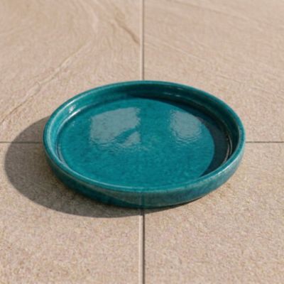 Soucoupe 16cm turquoise faite à la main en terre cuite émaillée | Castorama