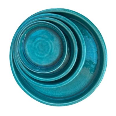 Soucoupe 16cm turquoise faite à la main en terre cuite émaillée | Castorama