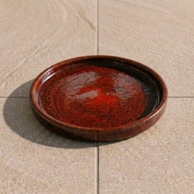 Soucoupe 39cm rouge brique faite à la main en terre cuite émaillée ...