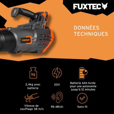 Souffleur à batterie - FUXTEC FX-E1LB20 - 20V 38m/s - Set 2 batterie ...