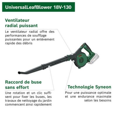 Souffleur sans fil sur batterie 18V Bosch Universal Leaf Blower (vendu sans batterie ni chargeur)
