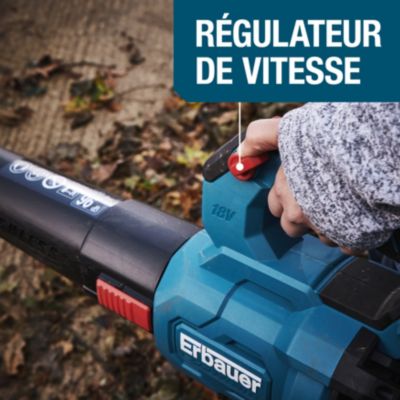 Souffleur sans fil sur batterie 18V Erbauer EXT ERI1025GBL (vendu sans batterie ni chargeur)