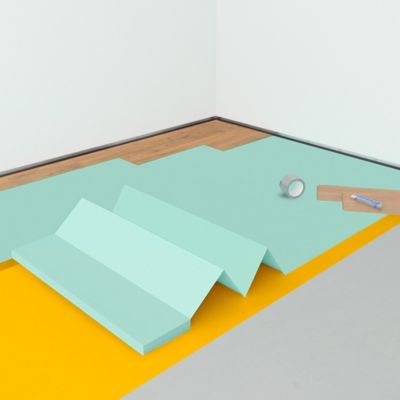 Sous-couche Vinyle Uficell® VinoSoundFix Alu - Épaisseur : 2 Mm - Résistance à La Compression : 1.900 KPa - Isolation Phonique Autocollante Pour Sols Vinyles LVT, SPC Et Les Sols Design (15 M²