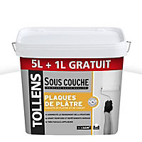 Sous-couche plaque de plâtre blanc mat Tollens 5L + 20% gratuit