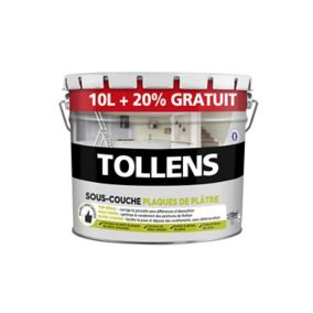 Sous-couche plaques de plâtre Tollens blanc 10L + 20% gratuit