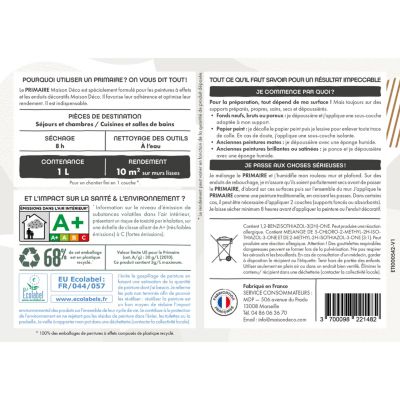 Sous-couche pour peinture à effets Maison Déco Primaire blanc mat 1L
