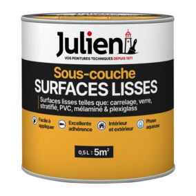 Sous-couche surfaces lisses ou difficiles, carrelage, verre, PVC Julien mat blanc 0,5 L