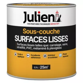 Sous-couche surfaces lisses ou difficiles, carrelage, verre, PVC Julien mat blanc 2,5 L
