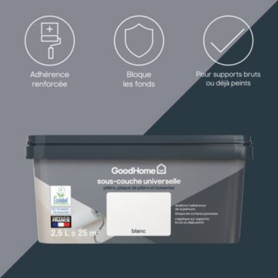 Sous-couche universelle plâque de plâtre et boiseries blanc GoodHome 2,5L