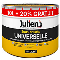 Sous-couche universelle pour plâtre, aggloméré, ciment et enduit Julien mat blanc 10L + 20% gratuit