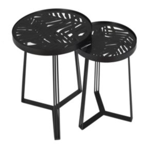 SOVA - Tables Gigognes Noires Motif Feuilles