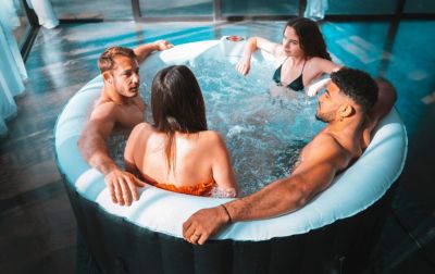 Spa gonflable 4 places rond Ospazia - Diamètre : 185 cm - Filtre et bâche inclus