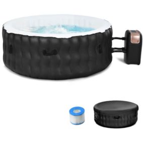 Spa Gonflable 4 Places Spa Rond Portable avec 108 Jets a Bulles de Massage Bâche de Protection et Tapis de Sol Capacite 800 L