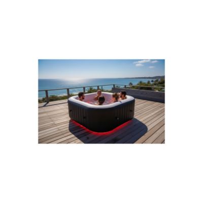 Spa gonflable 6 places carré - Sunspa - Bandeau LED inclus - Dimensions : 185 x 185 cm