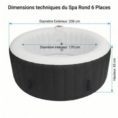 Spa gonflable 6 places rond - Ospazia - Diamètre : 208 cm - Filtre et bâche inclus