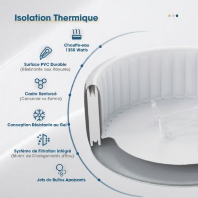 Spa gonflable 6 places rond - Ospazia - Diamètre : 208 cm - Filtre et bâche inclus