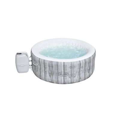 Spa Gonflable Bestway Lay Z Fiji 120 Bulles AirJet 180x66 cm pour 4 Personnes Rond Gris Effet Bois