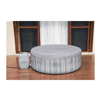 Spa Gonflable Bestway Lay Z Fiji 120 Bulles AirJet 180x66 cm pour 4 Personnes Rond Gris Effet Bois