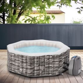 Spa gonflable Carosino pour 5 personnes aspect pierre gris pro.tec