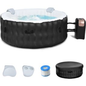 Spa Gonflable Rond 4 Places avec 108 Jets de Massage Fonction de Chauffage et Systeme de Filtration Gonfleur