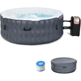 Spa Gonflable Rond 4 Places avec 108 Jets de Massage Fonction de Chauffage et Systeme de Filtration Gonfleur