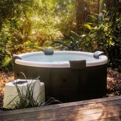Spa rigide 6 places 180cm rond hydromassage 4 coussins bâche + housse anthracite - Denver