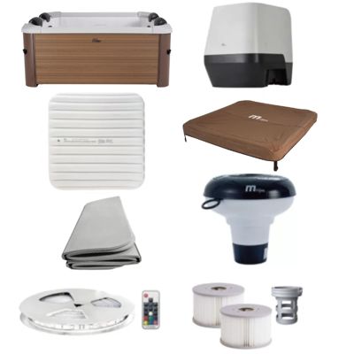 Spa rigide 6 places hydromassages. 4 coussins. OSLO AMBER. L 160 x P 160 x H 65 cm. beige