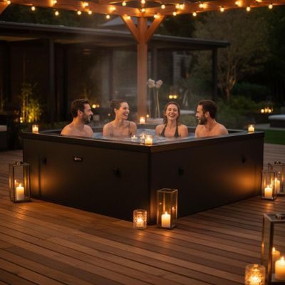 Spa semi-rigide Netspa Idaho - 6 places Coloris Charcoal Noir 70/90 Airjets massants