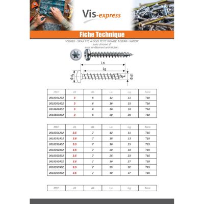 Spax Vis bois Tête ronde TR T-STAR+ TORX T30 WIROX 6X50 - 1 pièce