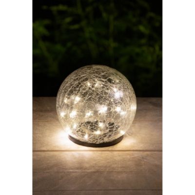 Sphère solaire effet verre brisé- Diamètre 15cm- 25 MicroLED blanche- 15 Lumens- Eclairage extérieur Jardin