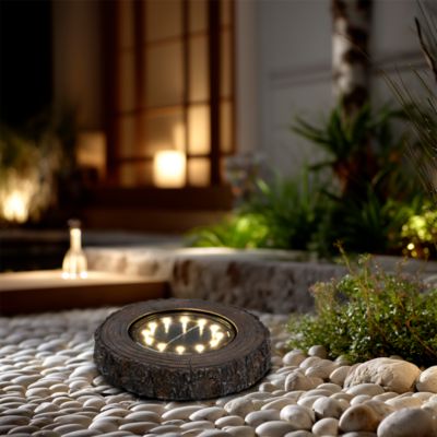 Spot à piquer solaire LED extérieur aspect tronc d’arbre 0,04 W 4 lm rechargeable IP65