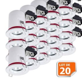 Spot BBC Orientable - LAMPESECOENERGIE - Lot de 20 - Etanche à l'air et thermique - LED 7W - Blanc