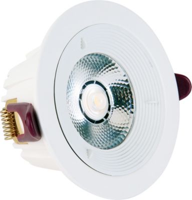 Spot COB LED downlight rond blanc dimmable 7W (Eq. 56W) Diam 98mm 4000K 36 degrés
