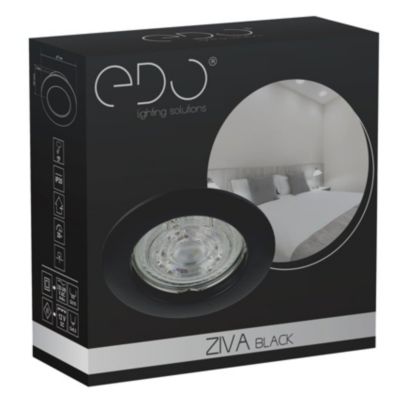 Spot de plafond encastrable Ziva Black IP20, rond, noir, EDO777308 EDO