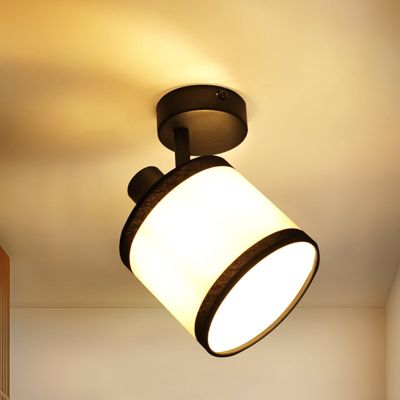 Spot de plafond NETTLIFE 1 flamme, lampe de couloir noire - Plafonnier en tissu E14, orientable, vintage, rétro(sans ampoule)