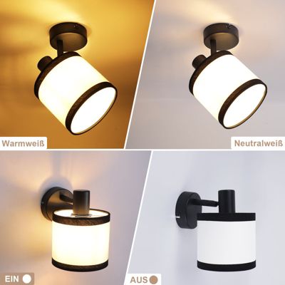 Spot de plafond NETTLIFE 1 flamme, lampe de couloir noire - Plafonnier en tissu E14, orientable, vintage, rétro(sans ampoule)