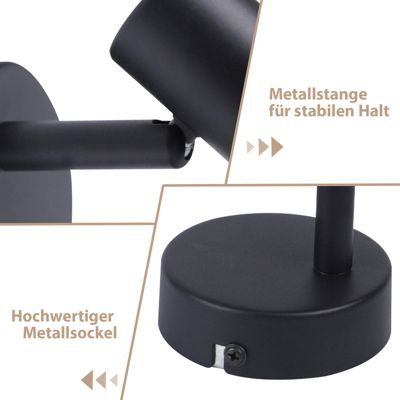 Spot de plafond NETTLIFE 1 flamme, lampe de couloir noire - Plafonnier en tissu E14, orientable, vintage, rétro(sans ampoule)