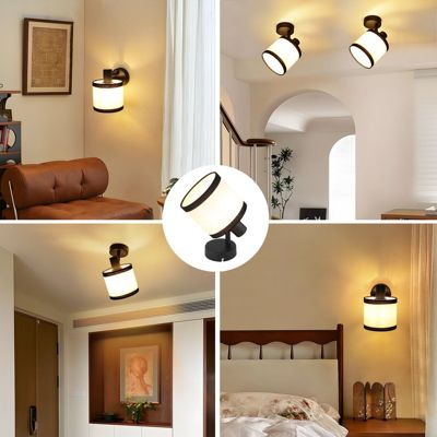 Spot de plafond NETTLIFE 1 flamme, lampe de couloir noire - Plafonnier en tissu E14, orientable, vintage, rétro(sans ampoule)