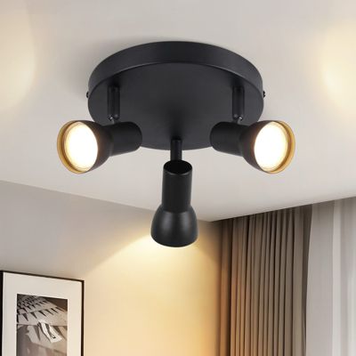 Spot de plafond NETTLIFE 3 flammes, plafonnier noir, design moderne, spots de plafond ronds en métal, culot GU10
