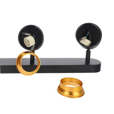Spot de plafond orientable 59cm, rampe, IP20, 4xGU10, noir avec anneau doré OVO 4 EDO