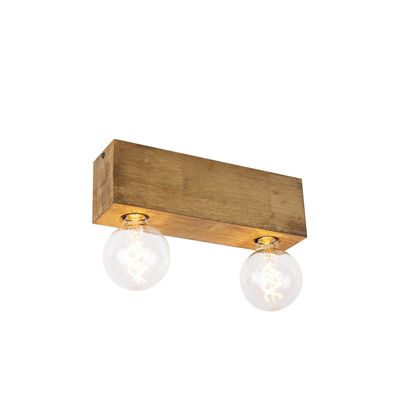 Spot de plafond rustique en bois vintage 2 lumières - Bloc