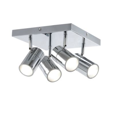Spot de salle de bain 4 lumières GU10 5W IP44 GoodHome argent
