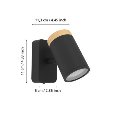 Spot de salle de bain Consuma noir mat GU10 IP44 L.6 x l. 115 x H. 11cm Eglo